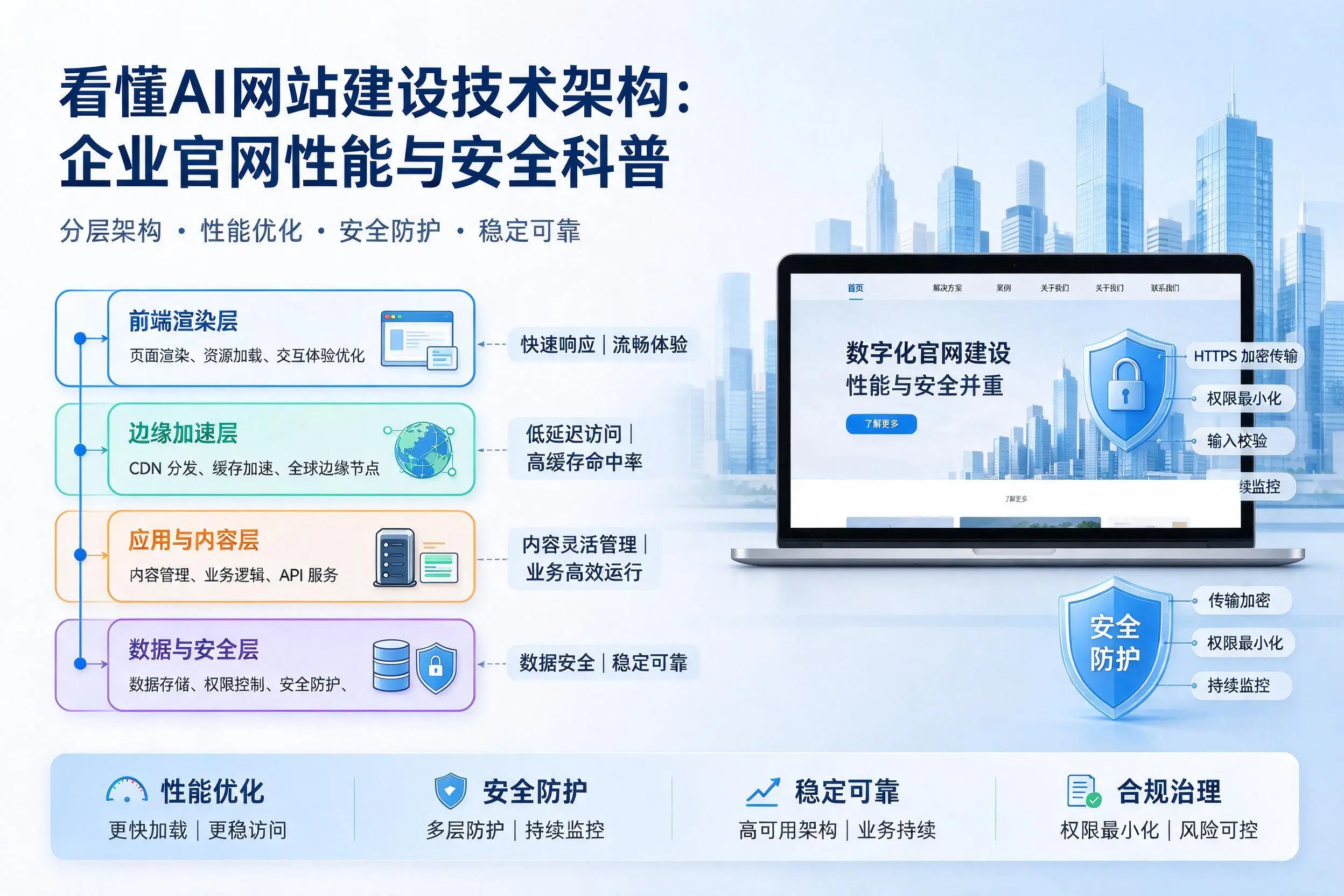 看懂AI网站建设技术架构:临沧企业官网性能与安全科普