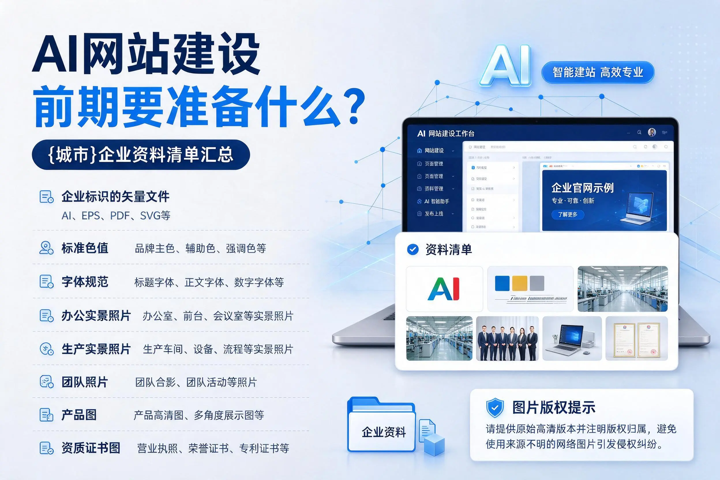AI网站建设前期要准备什么?临沧企业资料清单汇总