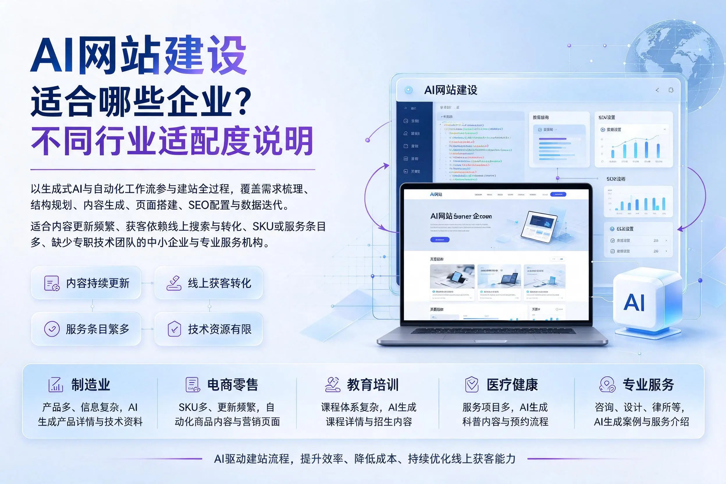 AI网站建设适合哪些企业?临沧不同行业适配度说明